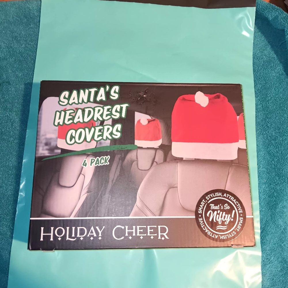 Santa's Headrest Covers - Red